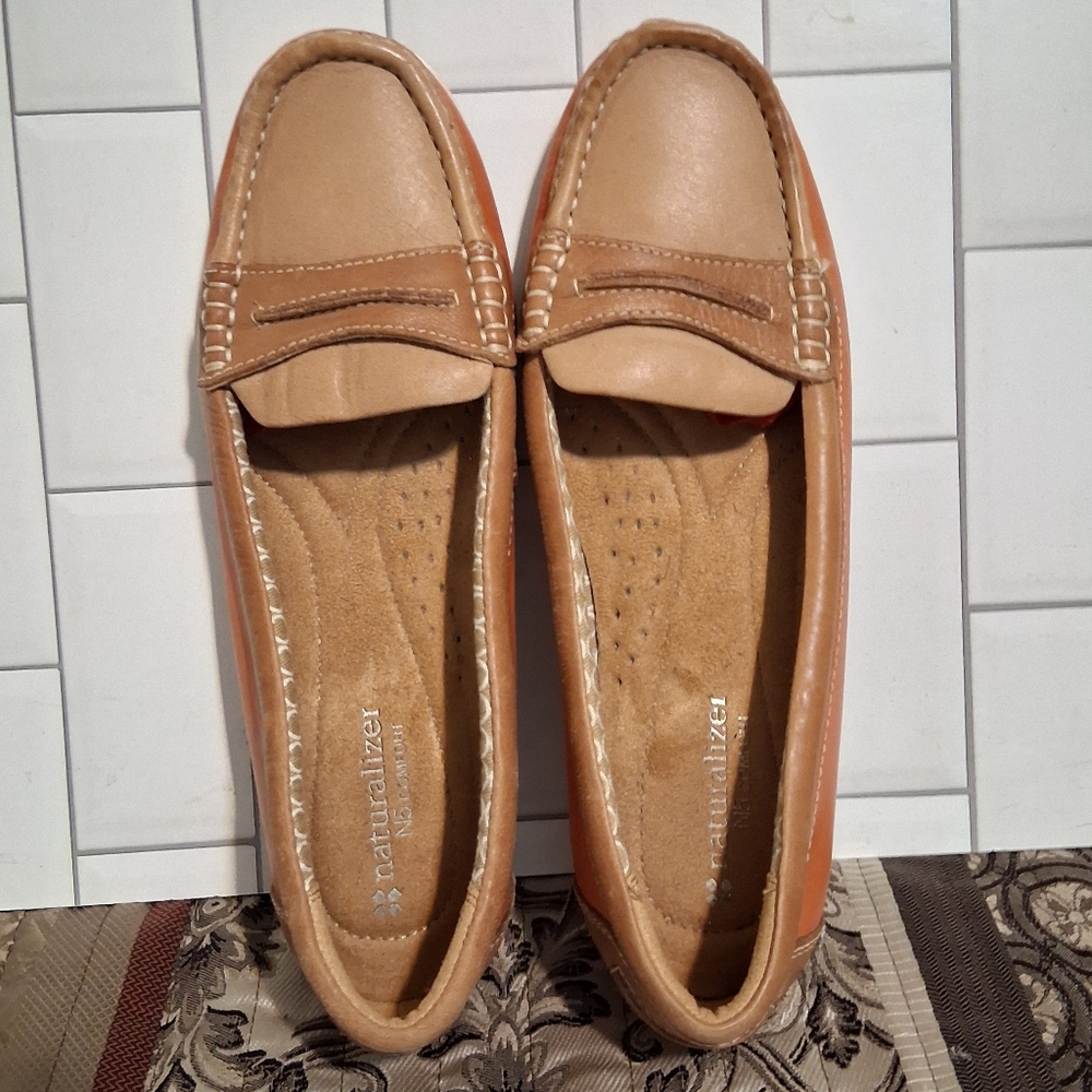 Naturalizer Women Hamilton Shoes Comfortable‎ Leather Up Coral-Tan Sz8M